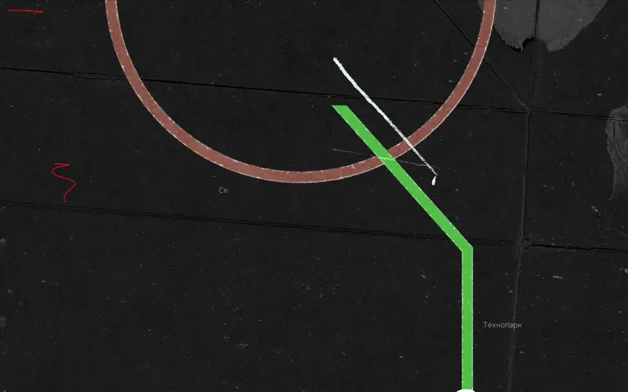 A metro line on a black background and the caption "When you ride the radial line"